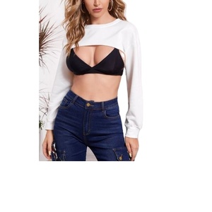 Sudadera Corta Blanca Sexy para Mujer, Sudadera con Capucha para Chicas, Logotipo Personalizado en la Parte Delantera, Diseño Moderno, Proveedor BD - Product Image 1