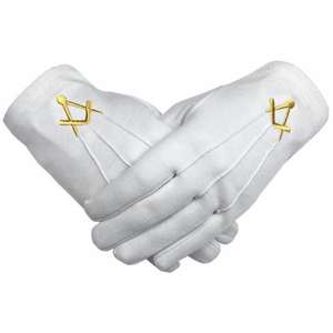 Gants maçonniques de haute qualité 100% coton pur fabriqués en usine à prix abordable Toutes les tailles Créez votre propre logo - Product Image 5