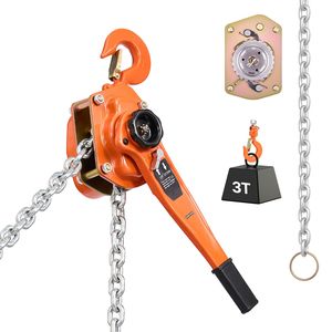 Paranco a Catena Manuale per Carichi Pesanti 3T/6600LBS, Capacità di Sollevamento 6m, 1 Tonnellata, Doppio Blocco, Catena Meccanica in Acciaio Legato 20FT G80 - Product Image 1