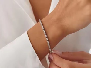 Moissanite White Diamond Bracelet for Women and Men, Mix Cut Diamond Bracelet For Wedding, White Gold moissanite Bracelet - Product Image 2