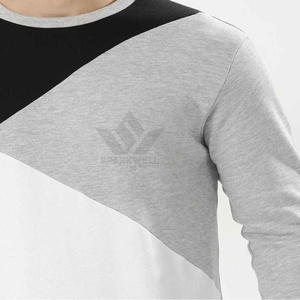 Men's <b>Grey</b> Black Color Block Crew Neck <b>Sweatshirt</b> Cotton Polyester French Terry Regular Fit Casual Pullover for Autumn Winter - Product Image 4