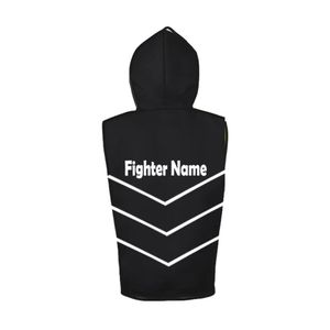 Chaqueta de Boxeo con Capucha y Diseño en V en Blanco y Negro, Chaleco sin Mangas, Ropa Profesional para el Ring, Sublimación Personalizada - Product Image 3