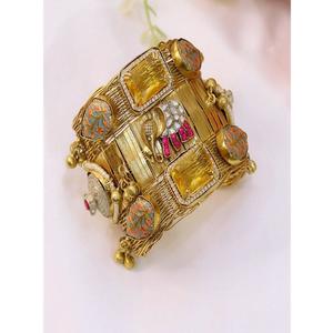 Glamorous Premium Quality Brass Handmade Gold Plated Moissanite Classic Kundan <b>Bangles</b> Two-Pair <b>Bangle</b> <b>Set</b> Women Wedding - Product Image 1