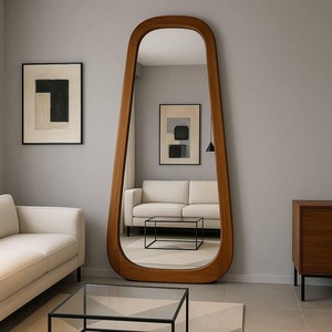 Espejo de pie con marco de madera y acabado natural para yoga y sala de fitness, ayuda a monitorizar la postura y los movimientos. - Product Image 1