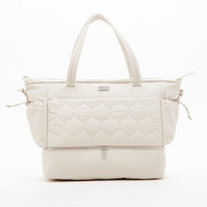 Sac de voyage simple en tissu matelassé blanc, sac à bandoulière de grande capacité, sac messager, sac de voyage léger - Product Image 1