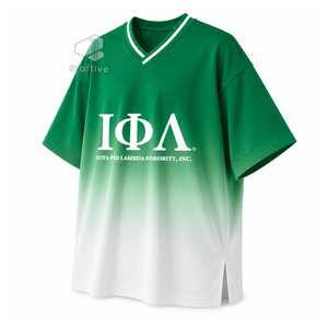 เสื้อยืดโอเวอร์ไซส์สำหรับผู้หญิง Iota Phi Lambda Sorority สีเขียวขาว สไตล์ลำลอง ทรงหลวม คอวี ลายกราฟิกสำหรับกลุ่มพี่น้องนักศึกษา เหมาะสำหรับใส่ในมหาวิทยาลัย - Product Image 2