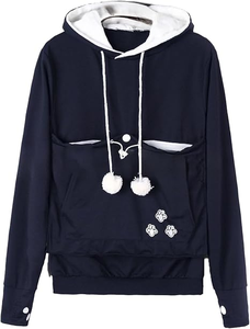เสื้อฮู้ดดี้ปักลายการ์ตูนฤดูใบไม้ร่วง ระบายอากาศได้ดี ลายแมวคู่รัก จิงโจ้ สุนัข แขนยาว มีกระเป๋าหน้า ลายสัตว์น่ารัก สวมใส่สบาย - Product Image 2