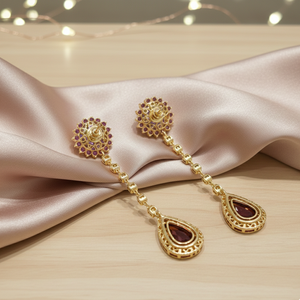 Pendientes Largos de Amatista Azul, Forma de Cojín Redonda y de Pera, Plata de Ley 925, Chapados en Oro de 18K, Precio al por Mayor - Product Image 5