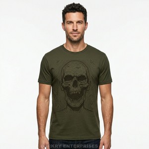 เสื้อยืดสีขาวสั่งทำขายส่งสำหรับผู้ชาย ลายกราฟิกศิลปะรูปหัวกะโหลกแบบจุดๆ สไตล์มินิมอล สตรีทแวร์ เสื้อยืดคุณภาพสูง ผลิตจากผ้าฝ้ายหวีอย่างดี - Product Image 2