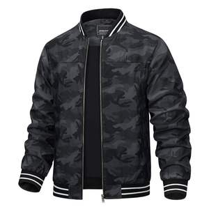 Chaqueta Bomber de Camuflaje para Hombre, Cierre de Cremallera, Cuello Camisero, Estilo Casual para Otoño, Manga Regular, 100% Poliéster - Product Image 3