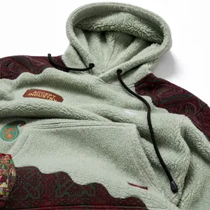 Hoodie Streetwear Oversize Boxy en Polaire Sherpa Lourd 500 GSM avec Patchwork Personnalisé et Calligraphie Arabe - Product Image 5
