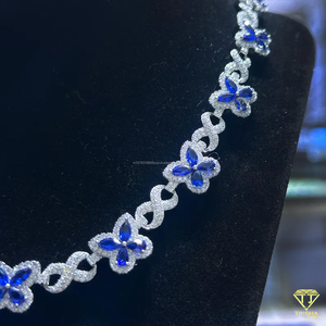 Women 12mm Moissanite Diamond Tennis Jewelry Butterfly <b>Infinity</b> Chain with Iced Prong Handset Hip Hop Style for All Occasions - Product Image 4
