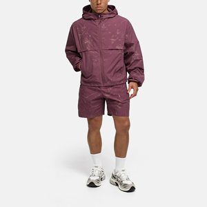 Wholesale Men's Hooded Windbreaker <b>Set</b> Marble Pattern Jacket with Matching Shorts Outdoor Wear High Quality Mens Windbreaker <b>Set</b> - Product Image 1