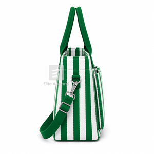 Custom Iota Phi Lambda Sorority Tote bag green and White Embroidered Logo Striped Daily Use Large Capacity <b>Canvas</b> Tote bag - Product Image 4