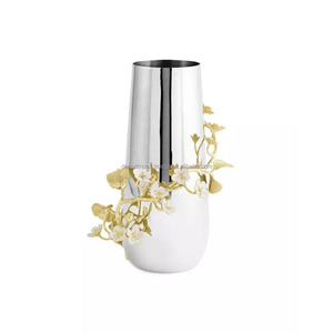 Juego de Jarrones de Mesa de Aluminio Metálico Dorado y Plateado de Dos Tonos, Decoración de Boda Ecológica con Diseño Moderno - Product Image 3