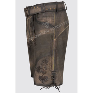 Lederhosen bavaroises pour hommes, shorts traditionnels allemands en cuir de vache véritable, sportifs, unis, brodés, Trachten, vente en gros - Product Image 5