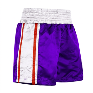 Shorts de boxe unisexes bleu marine, blanc, rayures rouges, taille élastique, respirants, séchage rapide, écologiques, 100% polyester, vêtements de sport - Product Image 3