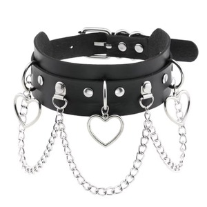 Spike Rivet Star Necklaces <b>Collares</b> Hip Hop Rock Black Bowknot PU Lace <b>Leather</b> Sexy Buckle For Punk Rock Style With Silver - Product Image 3