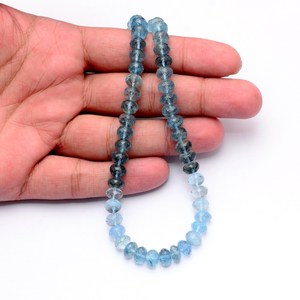 AAA+ Aquamarine 7mm-8mm Faceted Rondelle <b>Beads</b> Natural Offiki Multi Aquamarine Precious Gemstone Loose <b>Beads</b> for Jewelry Making - Product Image 5