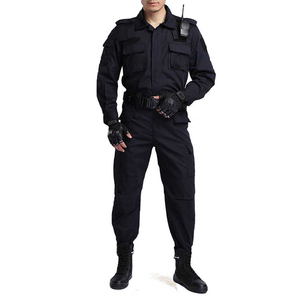 Unisex <b>Navy</b> <b>Blue</b> Breathable Polyester <b>Security</b> <b>Uniform</b> <b>Shirt</b> with Pockets and Radio Holder for Adults - Product Image 3