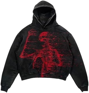 Sudadera con capucha de invierno para hombre con estampado French Terry Dtg de 500g/m2 con logotipo personalizado, tejido con forro lavado ácido vintage impermeable - Product Image 6