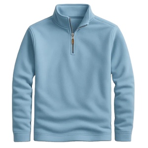 Men's Streetwear Oversized Half Zip Sweatshirt Plain Grey <b>Mock</b> <b>Neck</b> Cotton Custom Logo Pullover <b>Top</b> - Product Image 1