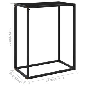 Table console moyenne avec verre trempé noir et acier thermolaqué, décoration élégante pour la maison - Product Image 6