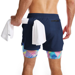 Shorts de sport 2 en 1 pour hommes au design athlétique moderne, alliant fonctionnalité, apparence élégante, look contemporain et design intelligent. - Product Image 2