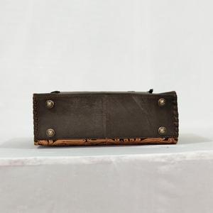 Sac fourre-tout vintage en cuir véritable brodé de fleurs, sac à main pour femme, design ouvert, style toutes saisons - Product Image 4