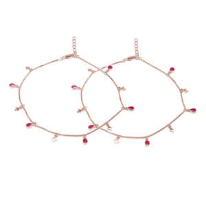 Tobillera de Plata de Ley 925 con Baño de Oro Rosa y Circonitas, Ajustable, Minimalista, Joyería de Moda para Mujer - Product Image 4