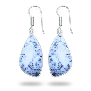 Luxury Dendrite Agate <b>Opal</b> Gemstone Hook Party Gift New Trendy Cute Multi Shape Cabochon <b>Earrings</b> Silver Plated Brass - Product Image 3