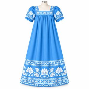Plus Size <b>Women</b> Customizable Breathable Natural Waist <b>Hawaiian</b> Flower Print Polynesian Mumu <b>Dress</b> - Product Image 3