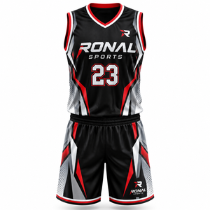 Nouvel ensemble d'uniformes de basketball par sublimation, design tendance, séchage rapide, maillots pour hommes, couleurs variées, en promotion - Product Image 1