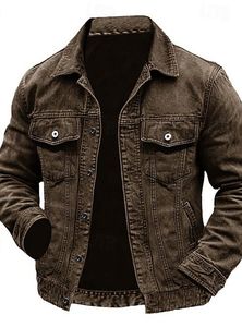 High Quality Men's Casual <b>Denim</b> <b>Jacket</b> Solid Color Cotton Trendy Loose Design Plus Size Four Seasons Fashionable Clothing - Product Image 4