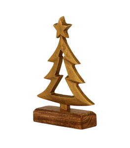 Golden Brass <b>Christmas</b> <b>Tree</b> Ornament With Star <b>Top</b> On Wooden Base <b>Table</b> <b>top</b> Traditional Holiday Decor <b>Christmas</b> decor home decor - Product Image 5