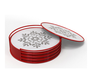 Decorative Printed <b>Table</b> <b>Coaster</b> Set with Coordinated Holder for Dining and Serving Use - Product Image 4