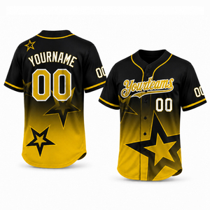 เสื้อเบสบอลผู้ชายแบบสั่งทำพิเศษ พิมพ์ลายกราฟิกดาว ติดกระดุม แห้งเร็ว ระบายอากาศได้ดี เหมาะสำหรับทีมกีฬา 100% - Product Image 5