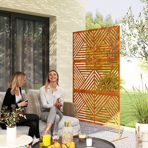 Paravent d'extérieur en métal avec support, facile à assembler, treillis décoratif pour plantes grimpantes, losanges marron - Product Image 2