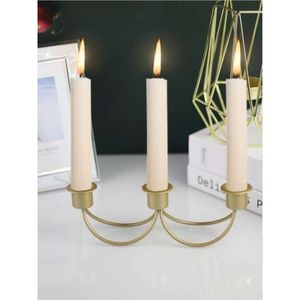 Candelabro de Metal con Acabado de Latón Elegante, Portavelas de Múltiples Brazos, Soporte Decorativo para Velas de Pilar, para Eventos de Hotel, Bodas, Fiestas, Interiores - Product Image 1