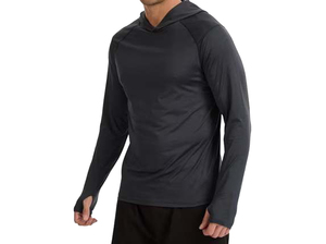 Sweat-shirt à capuche bleu clair pour homme, manches longues, couleur unie, séchage rapide, en tissu French Terry, pour l'hiver, décontracté, vente en gros - Product Image 3