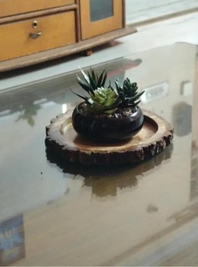 Rustic Wooden Serving Tray with Natural Tree Bark Edge Decorative Food <b>Platter</b> Uncoated Wooden Dishware for Kitchen and Dining - Product Image 2