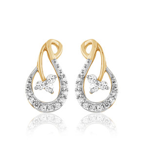Pendientes de Diamantes con Incrustaciones de Diamantes Reciclados Glamour, Oro de 14K, Diseño de Flor, Diamantes Cultivados en Laboratorio de Corte Redondo, Joyería Fina Elegante - Product Image 1