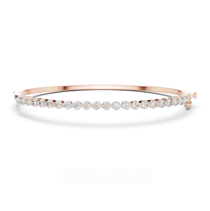 Bracelet en or demi-diamant, bracelet en diamant rond créé en laboratoire, bijoux élégants et minimalistes pour tous les jours - Product Image 1