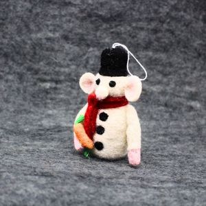 Handmade <b>Wool</b> Felt Christmas Ornament Mouse Hanging Tree Decoration Party Favor for Kids 3-6 Years Unisex - Product Image 4