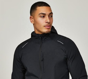 Men's Autumn Windproof Waterproof <b>Hooded</b> <b>Zip</b>-Up Lightweight Sporty Jacket for Running Cycling Outdoor Activities - Product Image 4