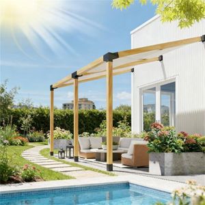 Kit Telaio in Rattan Nero con Base a Colonna per Pergola, Gazebo o Padiglione, Inclusi Dettagli in Vimini - Product Image 1