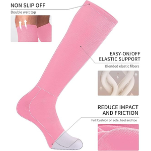 Wholesale Daizha Sports Pink <b>Knee</b> <b>High</b> Socks 100% Cotton Soccer Baseball Softball Sports Solid Color Breathable Knitted Sport - Product Image 3