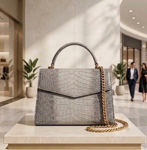 Bolso de Mano de Cuero Genuino de Lujo para Mujer, Diseño Personalizado, con Asa Superior Desmontable y Bolsillo para Teléfono Celular - Product Image 2