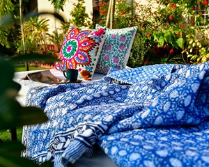 Indian Floral Block Print 300tc Pure Cotton Handcrafted Reversible Bedding <b>Set</b> Bohemian Style Washable Breathable Sustainable - Product Image 3