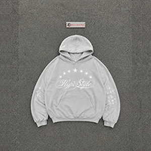 Grey Graphic Hoodie Hyper Style Star Print Oversized Streetwear Pullover Sweatshirt <b>Y2K</b> Urban Fashion Casual Unisex Hooded <b>Top</b> - Product Image 5